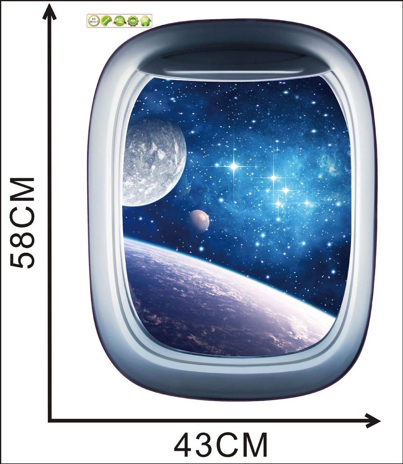 LSHDXD HERRA 3D Planet Universe Galaxy Outer Space Wall Decal Spacecraft Astronaut Wall Stickers, Peel and Stick Removable Space Capsule Window Wall Stickers Wall Mural for Bedroom Living Room Kids Room - Image 4